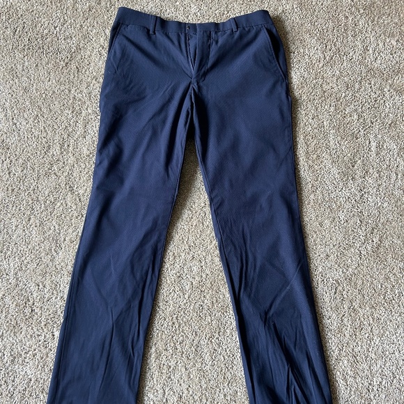 J. Ferrar Mens 32Wx32L Slim Straight Navy Blue Dress Pants - Picture 2 of 7